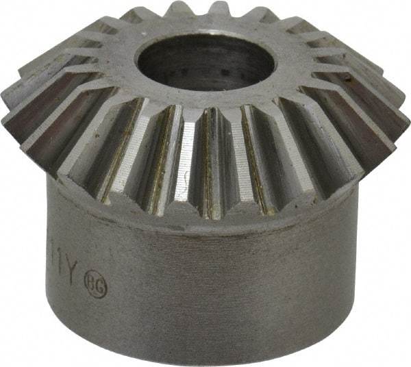 Boston Gear - 16 Pitch, 1-1/4" Pitch Diam, 20 Tooth Miter Gear - 0.28" Face Width, 7/16" Bore Diam, 1" Hub Diam, 20° Pressure Angle, Steel - Exact Tool & Supply