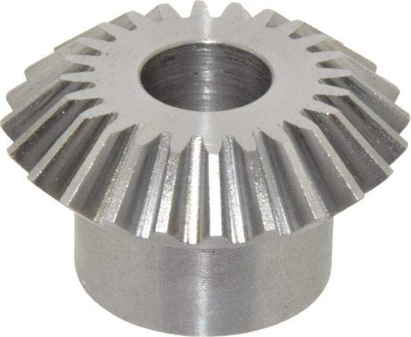Boston Gear - 16 Pitch, 1-1/2" Pitch Diam, 24 Tooth Miter Gear - 0.32" Face Width, 1/2" Bore Diam, 1" Hub Diam, 20° Pressure Angle, Steel - Exact Tool & Supply