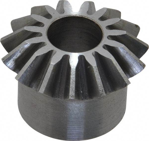 Boston Gear - 12 Pitch, 1-1/4" Pitch Diam, 15 Tooth Miter Gear - 0.29" Face Width, 1/2" Bore Diam, 1" Hub Diam, 20° Pressure Angle, Steel - Exact Tool & Supply