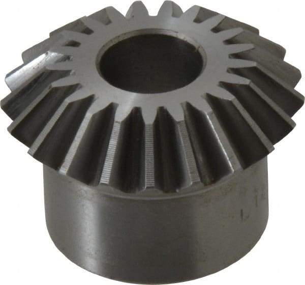 Boston Gear - 12 Pitch, 1-3/4" Pitch Diam, 21 Tooth Miter Gear - 0.4" Face Width, 5/8" Bore Diam, 1.38" Hub Diam, 20° Pressure Angle, Steel - Exact Tool & Supply