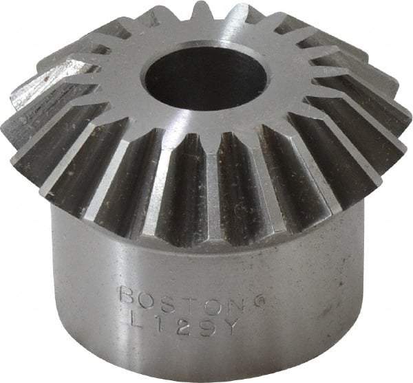 Boston Gear - 10 Pitch, 2" Pitch Diam, 20 Tooth Miter Gear - 0.45" Face Width, 5/8" Bore Diam, 1.62" Hub Diam, 20° Pressure Angle, Steel - Exact Tool & Supply
