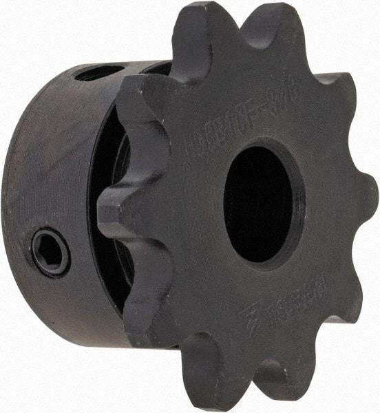 U.S. Tsubaki - 10 Teeth, 3/8" Chain Pitch, Chain Size 35, Finished Bore Sprocket - 3/8" Bore Diam, 1.214" Pitch Diam, 1.38" Outside Diam - Exact Tool & Supply