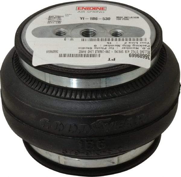Value Collection - 100 psi Actuation: 880 Lb Ext, 2,115 Lb Compr, 3/8-16 & 3/8-16, 3" Stroke Len, Bellow Single Convolute Air Spring - 4.8" Extended Height, 1.8" Compressed Height, 6-1/2" Max OD at 100 psi, 290 to 1,960 Lb Capacity - Exact Tool & Supply