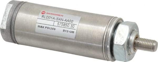 Norgren - 1" Stroke x 1-1/16" Bore Single Acting Air Cylinder - 1/8 Port, 5/16-24 Rod Thread - Exact Tool & Supply