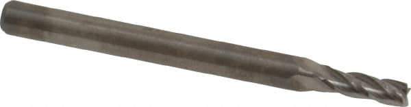 Niagara Cutter - 3/32", 9/32" LOC, 1/8" Shank Diam, 1-1/2" OAL, 4 Flute, Solid Carbide Square End Mill - Single End, Uncoated, Spiral Flute, 30° Helix, Centercutting, Right Hand Cut, Right Hand Flute, Series C430 - Exact Tool & Supply
