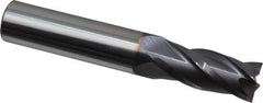 Niagara Cutter - 15/32", 1" LOC, 1/2" Shank Diam, 3" OAL, 4 Flute, Solid Carbide Square End Mill - Single End, TiAlN Finish, Spiral Flute, 30° Helix, Centercutting, Right Hand Cut, Right Hand Flute, Series C430 - Exact Tool & Supply