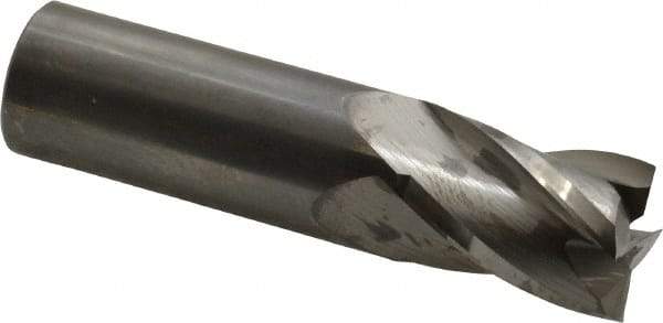 Niagara Cutter - 3/4", 1" LOC, 3/4" Shank Diam, 3" OAL, 4 Flute, Solid Carbide Square End Mill - Single End, Uncoated, Spiral Flute, 30° Helix, Centercutting, Right Hand Cut, Right Hand Flute, Series C430 - Exact Tool & Supply