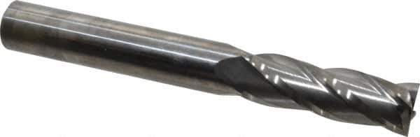Niagara Cutter - 3/8", 1-1/8" LOC, 3/8" Shank Diam, 3" OAL, 4 Flute, Solid Carbide Square End Mill - Single End, Uncoated, Spiral Flute, 30° Helix, Centercutting, Right Hand Cut, Right Hand Flute, Series C430 - Exact Tool & Supply