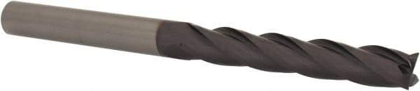 Niagara Cutter - 1/2", 3" LOC, 1/2" Shank Diam, 6" OAL, 4 Flute, Solid Carbide Square End Mill - Single End, TiAlN Finish, Spiral Flute, 30° Helix, Centercutting, Right Hand Cut, Right Hand Flute, Series C430 - Exact Tool & Supply
