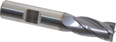 Niagara Cutter - 1/2", 1" LOC, 1/2" Shank Diam, 3" OAL, 4 Flute, Solid Carbide Square End Mill - Single End, TiAlN Finish, Spiral Flute, 30° Helix, Centercutting, Right Hand Cut, Right Hand Flute, Series CNC430 - Exact Tool & Supply