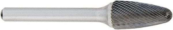 OSG - 6mm Cut Diam, 6mm Shank Diam, Tree Head Fluted Cut Burr - Carbide, Point End, 16mm LOC, 50mm OAL - Exact Tool & Supply