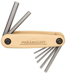 Paramount - 7 Piece Fold-Up Hex Key Set - Hex Range 2 to 8mm, 4-1/2" OAL, Steel - Exact Tool & Supply