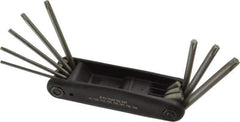 Paramount - 8 Piece T9 to T40 Steel Fold-Up Torx Key Set - 4-1/2" OAL, T9, T10, T15, T20, T25, T27, T35, T40 Torx Size - Exact Tool & Supply