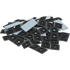 Thomas & Betts - Black, Nylon, Four Way Cable Tie Mounting Pad - 1-1/8" Long x 0.215" High x 1-1/8" Wide Adhesive Back - Exact Tool & Supply