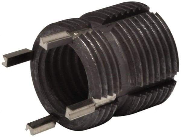 Recoil - 3/8-24 Internal, 1/2-13 External, 1/2" Insert Length, Thin Wall Keylocking Thread Inserts - Stainless Steel, Passivated Finish, Grade 303 - Exact Tool & Supply