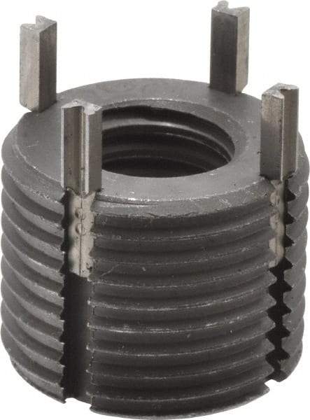 Recoil - 1/2-13 Internal, 7/8-14 External, 43/64" Insert Length, Extra Heavy Duty Keylocking Thread Inserts - Carbon Steel, Zinc Phosphate Finish, Grade C1215 - Exact Tool & Supply