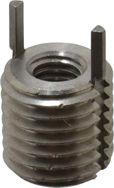 Recoil - M5x0.80 Internal, M10x1.25 External, 10mm Insert Length, Heavy Duty Keylocking Thread Inserts - Stainless Steel, Passivated Finish, Grade 303 - Exact Tool & Supply