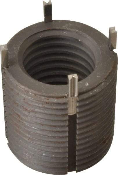 Recoil - 7/8-9 Internal, 1-1/4 - 12 External, 1-1/4" Insert Length, Heavy Duty Keylocking Thread Inserts - Carbon Steel, Zinc Phosphate Finish, Grade C1215 - Exact Tool & Supply