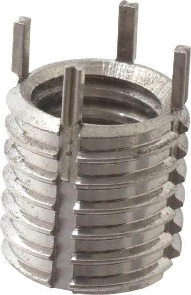 Recoil - 7/16-14 Internal, 9/16-12 External, 14mm Insert Length, Thin Wall Keylocking Thread Inserts - Stainless Steel, Passivated Finish, Grade 303 - Exact Tool & Supply