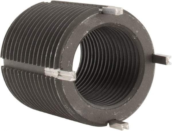 Recoil - 7/8-14 Internal, 1-1/4 - 12 External, 1-1/4" Insert Length, Heavy Duty Keylocking Thread Inserts - Carbon Steel, Zinc Phosphate Finish, Grade C1215 - Exact Tool & Supply