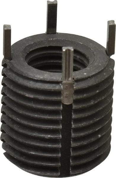 Recoil - M10x1.50 Internal, M16x1.50 External, 16mm Insert Length, Heavy Duty Keylocking Thread Inserts - Carbon Steel, Zinc Phosphate Finish, Grade C1215 - Exact Tool & Supply