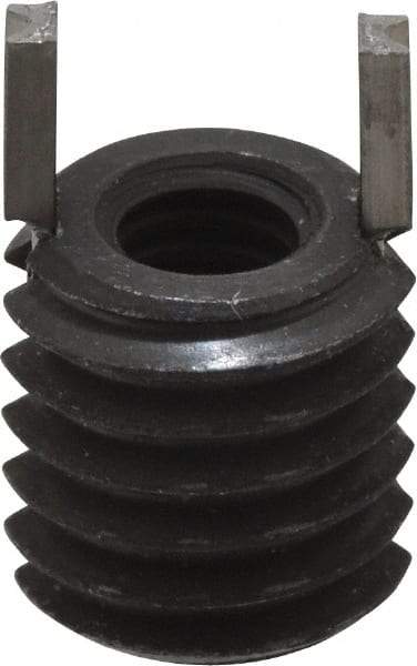Recoil - M4x0.70 Internal, M8x1.25 External, 8mm Insert Length, Heavy Duty Keylocking Thread Inserts - Carbon Steel, Zinc Phosphate Finish, Grade C1215 - Exact Tool & Supply