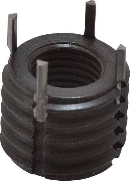 Recoil - 3/8-24 Internal, 5/8-11 External, 1/2" Insert Length, Extra Heavy Duty Keylocking Thread Inserts - Carbon Steel, Zinc Phosphate Finish, Grade C1215 - Exact Tool & Supply