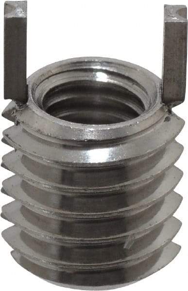 Recoil - M5x0.80 Internal, M8x1.25 External, 8mm Insert Length, Thin Wall Keylocking Thread Inserts - Stainless Steel, Passivated Finish, Grade 303 - Exact Tool & Supply