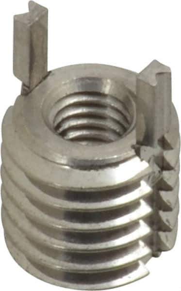 Recoil - M4x0.70 Internal, M8x1.25 External, 8mm Insert Length, Heavy Duty Keylocking Thread Inserts - Stainless Steel, Passivated Finish, Grade 303 - Exact Tool & Supply