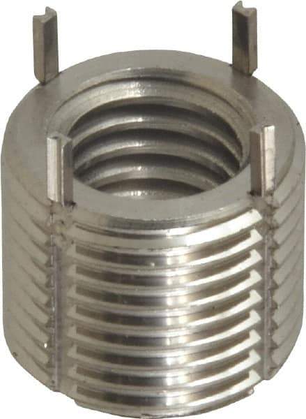 Recoil - 1/2-13 Internal, 3/4-16 External, 5/8" Insert Length, Heavy Duty Keylocking Thread Inserts - Stainless Steel, Passivated Finish, Grade 303 - Exact Tool & Supply