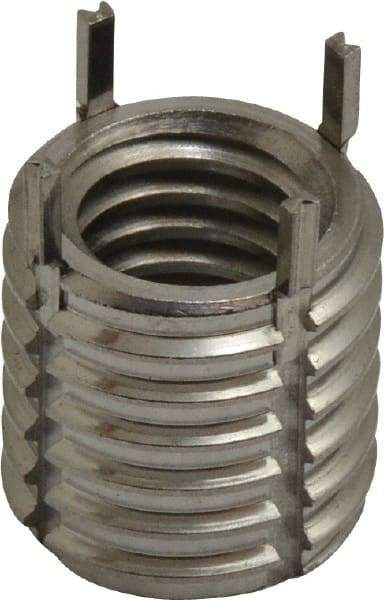 Recoil - 7/16-14 Internal, 5/8-11 External, 14mm Insert Length, Heavy Duty Keylocking Thread Inserts - Stainless Steel, Passivated Finish, Grade 303 - Exact Tool & Supply