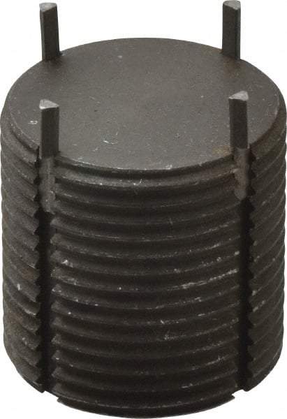 Recoil - 1-1/4 - 12 External, 1-1/4" Insert Length, Solid Keylocking Thread Inserts - Carbon Steel, Zinc Phosphate Finish, Grade C1215 - Exact Tool & Supply