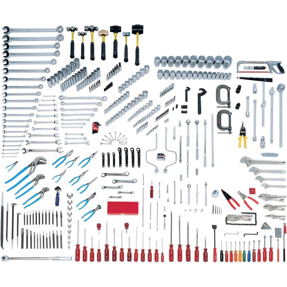 Wright Tool & Forge - Combination Hand Tool Sets; Tool Type: Mega Master Set ; Number of Pieces: 425.000 ; Drive Size (Inch): 1/4, 3/8, 1/2, 3/4 ; Number of Points: 6, 8, 12 ; Measurement Type: Inch ; Socket Depth: Standard & Deep - Exact Tool & Supply