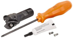 Kennametal - 45° Lead Angle, 33.58mm Max Cut Diam, 1" Min Cut Diam, 3.23mm Max Depth of Cut, Indexable Chamfer and Angle End Mill - 2 Inserts, HNGJ 0604ANENLD Insert Style, 83.31mm Overall Length, Through Coolant, Straight Shank - Exact Tool & Supply