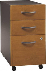 Bush Business Furniture - 15-3/4" Wide x 27.88" High x 20-1/4" Deep, 3 Drawer Pedestal - Laminate Over Wood, Natural Cherry & Graphite Gray - Exact Tool & Supply
