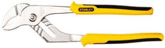 Stanley - 10-1/2" OAL, 1-1/4" Jaw Length, 7 Position Groove Joint Tongue & Groove Pliers - Serrated Curved Jaws, Curved Head, Dual Dipped Handles - Exact Tool & Supply