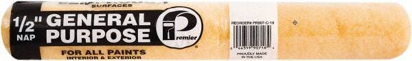 Premier Paint Roller - 1/2" Nap, 18" Wide Paint Roller Cover - Semi-Rough Texture, Polyester - Exact Tool & Supply