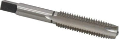 Made in USA - M12x1.75 Metric Coarse, 3 Flute, Bright Finish, High Speed Steel Spiral Point Tap - Plug Chamfer, Right Hand Thread, 3-3/8" OAL, 1-21/32" Thread Length, 0.367" Shank Diam - Exact Tool & Supply