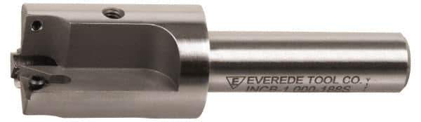 Everede Tool - 1-7/8 Inch Diameter, Interchangeable Pilot, Straight 3/4 Inch Shank Diameter, 3 Insert, Indexable Counterbore - 3.2 Inch Overall Length, TPGH 215 Insert, 7/16 Inch Pilot Hole Diameter Compatibility - Exact Tool & Supply