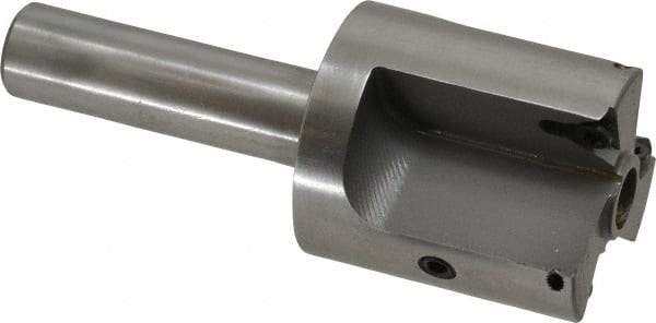 Everede Tool - 1-3/8 Inch Diameter, Interchangeable Pilot, Straight 1/2 Inch Shank Diameter, 3 Insert, Indexable Counterbore - 3.2 Inch Overall Length, TPGH 215 Insert, 5/16 Inch Pilot Hole Diameter Compatibility - Exact Tool & Supply