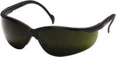 PYRAMEX - Green Lenses, Framed Safety Glasses - Scratch Resistant, Black Nylon Frame, Adjustable Temples, Size Universal, Wrap Around - Exact Tool & Supply