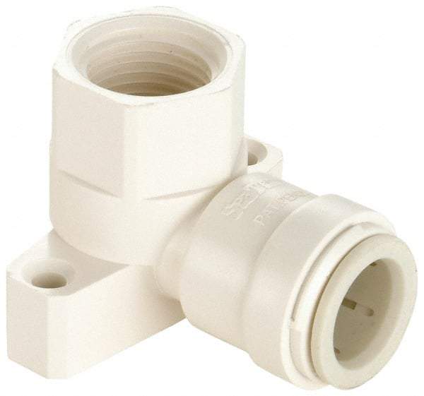 Watts - 1/2" OD, 1/2 Male NPT, Polysulfone Push-to-Connect Drop Ear Elbow - 250 Max psi, CTS x FPT, White - Exact Tool & Supply