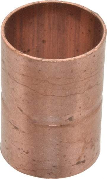 Mueller Industries - 1-1/4" Wrot Copper Pipe Coupling with Rolled Stop - C x C, Solder Joint - Exact Tool & Supply