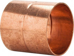 Mueller Industries - 4" Wrot Copper Pipe Coupling with Rolled Stop - C x C, Solder Joint - Exact Tool & Supply