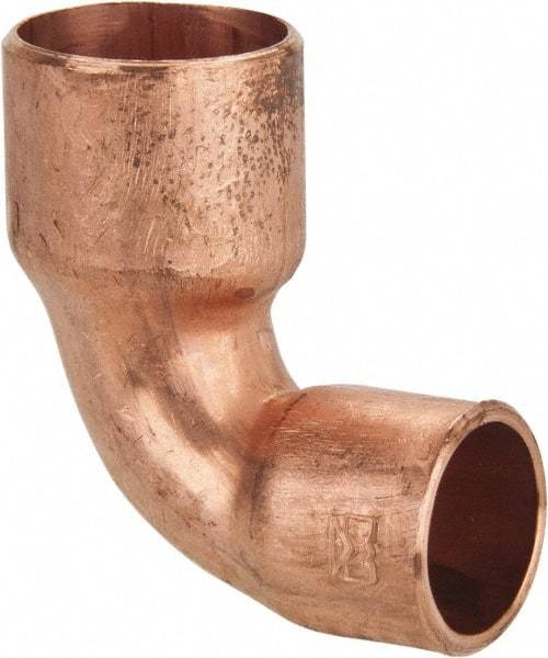 Mueller Industries - 1/2 x 3/8" Wrot Copper Pipe 90° Close Rough Elbow - C x C, Solder Joint - Exact Tool & Supply