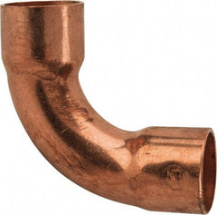 Mueller Industries - 1/2" Wrot Copper Pipe 90° Long Radius Elbow - C x C, Solder Joint - Exact Tool & Supply