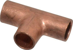Mueller Industries - 1/8" Wrot Copper Pipe Tee - C x C x C, Solder Joint - Exact Tool & Supply