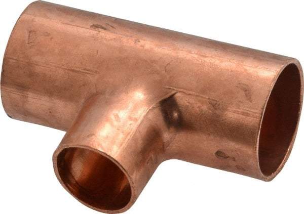 Mueller Industries - 3/4 x 3/4 x 1/2" Wrot Copper Pipe Tee - C x C x C, Solder Joint - Exact Tool & Supply