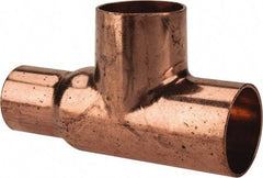 Mueller Industries - 1 x 3/4 x 1" Wrot Copper Pipe Tee - C x C x C, Solder Joint - Exact Tool & Supply