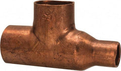 Mueller Industries - 1 x 1/2 x 1" Wrot Copper Pipe Tee - C x C x C, Solder Joint - Exact Tool & Supply